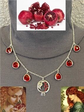 Persephone Greek Roman Goddess Pomegranate & Seeds Handmade Silver Necklace